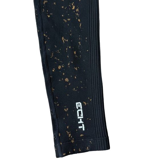 ECHT Divine Series Black/Gold Ribbed Leggings, Women's X-SMALL - Picture 2 of 8